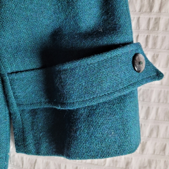 Vintage Turquoise Wool Trench Coat - Picture 3 of 7